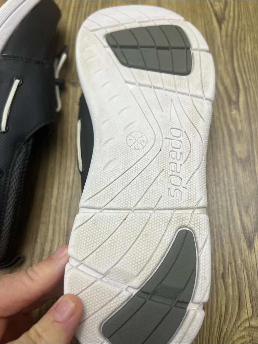 Speedo Men’s Black Boat Shoes with White Laces